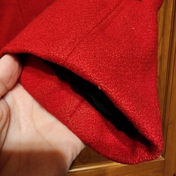 Jonathan Stevens Vintage Cropped Red Wool and  Leather Jacket, Size L - Picture 6 of 13